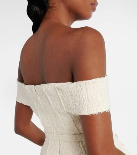 Self Portrait Bridal sequined bow-detail peplum midi dress 7