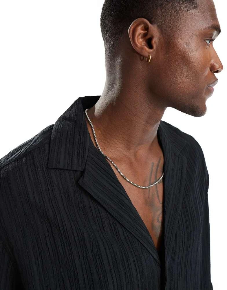 ASOS ASOS DESIGN relaxed revere shirt in black 4