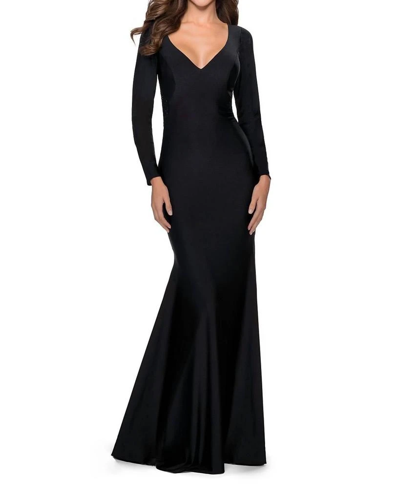 La Femme La Femme - Long Sleeve Evening Gown