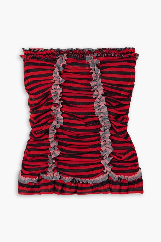 Molly Goddard Tracey strapless ruffled striped tulle top