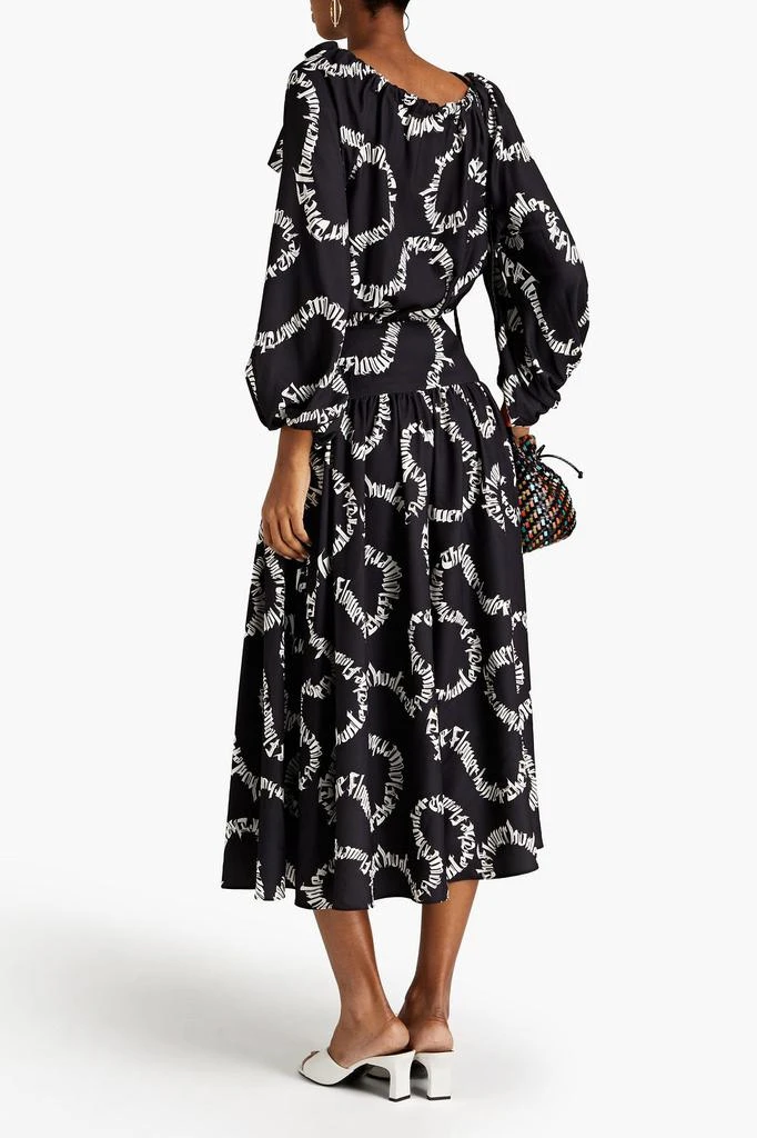 ZIMMERMANN Gathered printed twill midi dress 3