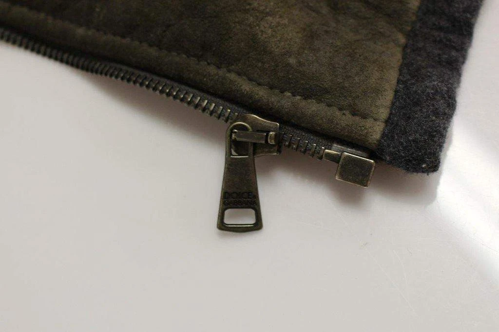 Dolce & Gabbana Dolce & Gabbana  Brown Gray Leather Jacket Coat 8
