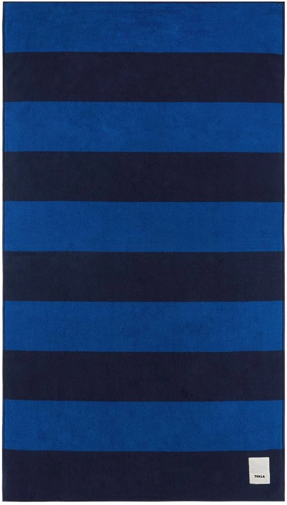Tekla Navy Block Stripes Beach Towel 1