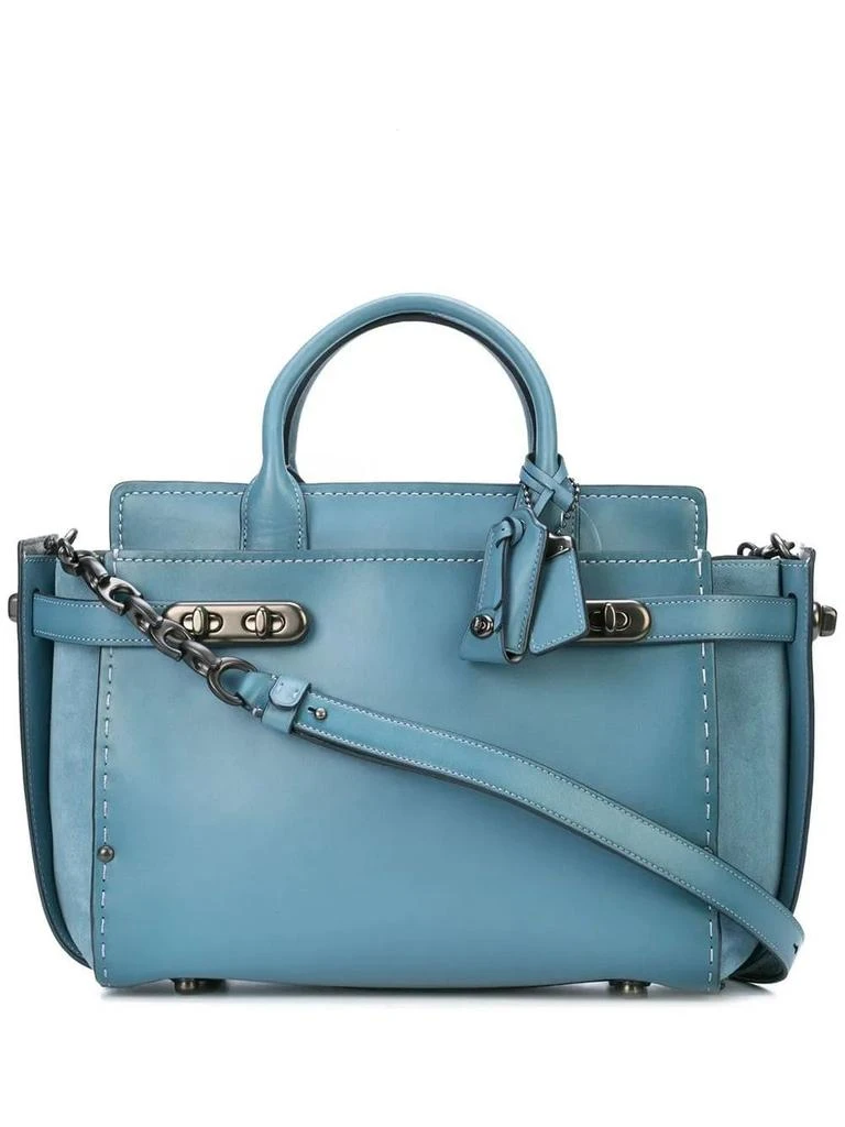 Coach MIXED LEATHER DOUBLE SWAGGER SATCHEL 1