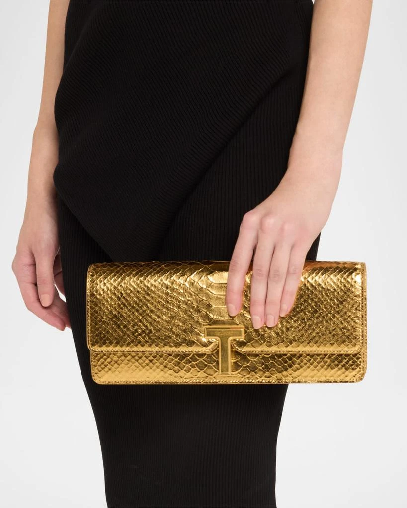 Tom Ford Wallis Metallic Python-Embossed Leather Clutch Bag 3
