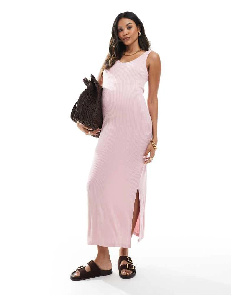 open lace back dress LO+JAYNE Women's The Midi Corded Straps Ribbed Dress - Black main image 1