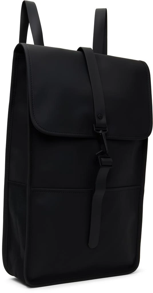 RAINS Black Rubberized Canvas Backpack 2
