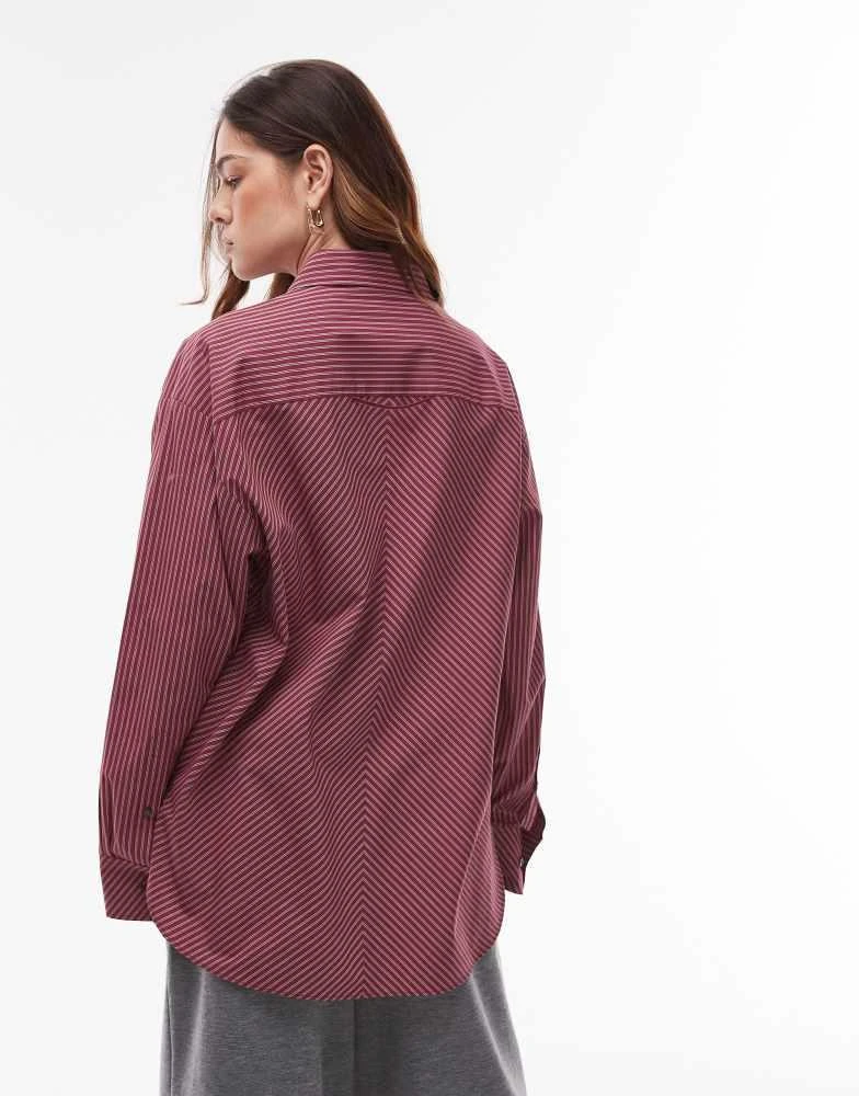 Topshop Topshop oversized shirt in red stripe 3