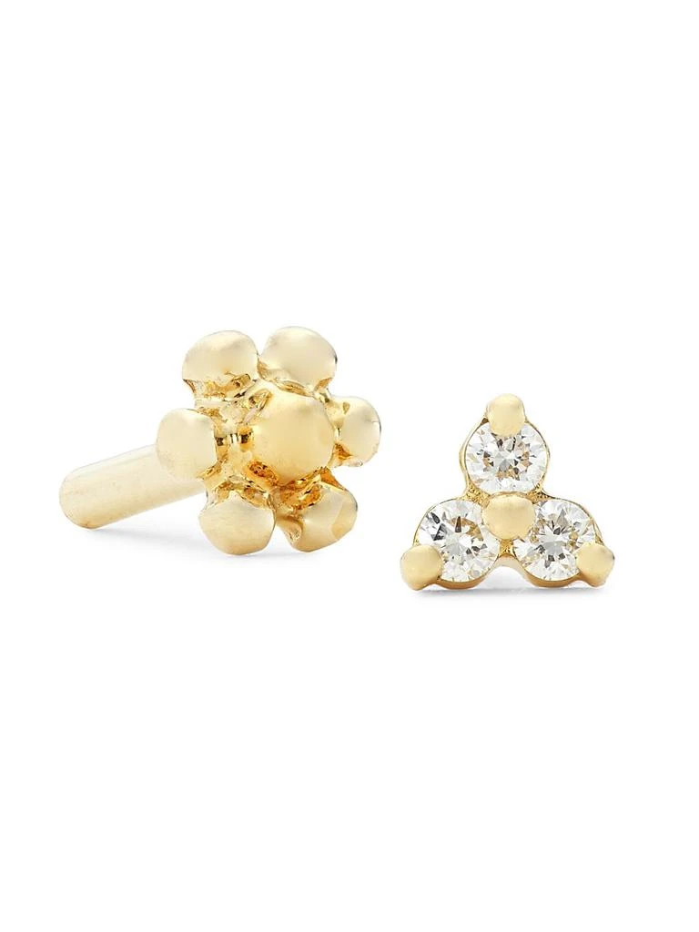 Persée Piercing Triangle Paving 18K Yellow Gold & Diamond Single Earring 4