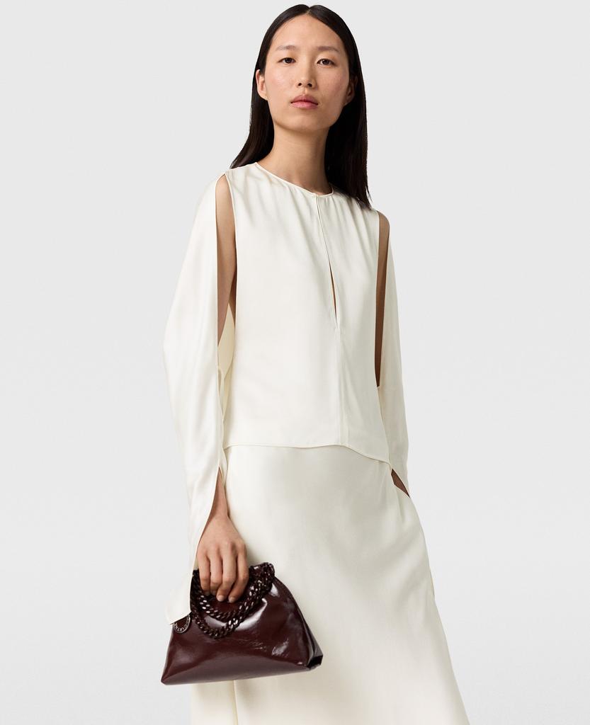 Stella McCartney Stella McCartney - Cape-Sleeve Cut-Out Satin Top, Woman, Cream, Size: 42