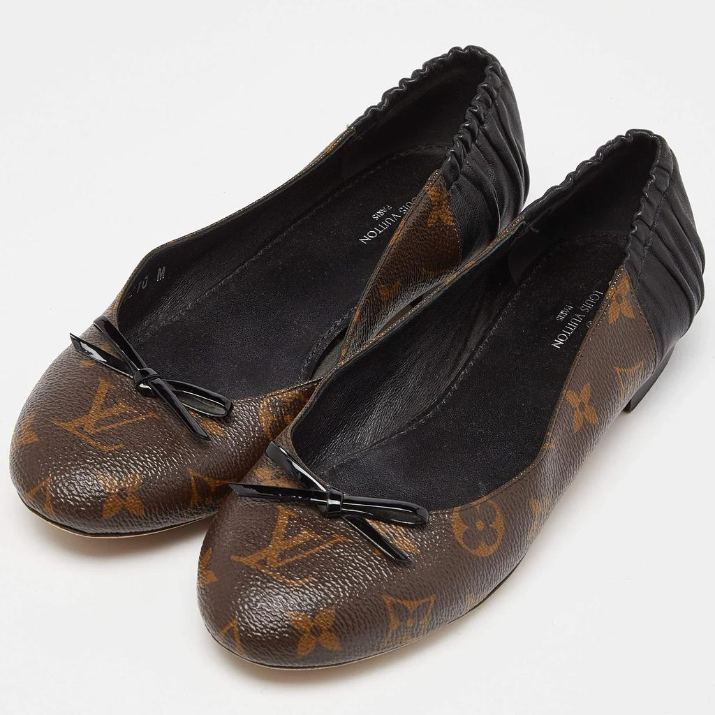 Louis Vuitton Louis Vuitton Brown Leather and Monogram Canvas Joy Ballet Flats Size 36 2