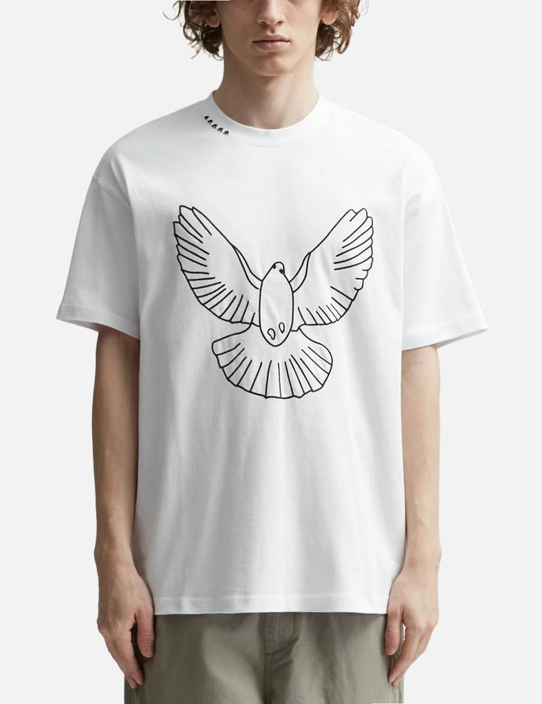 3.Paradis White Birds Outline T-shirt 3