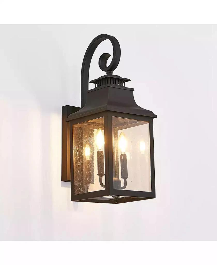 Flynama 23 Inch Vintage Black Outdoor Wall Lantern Light with Clear Seeded Glass for Porch and Patio