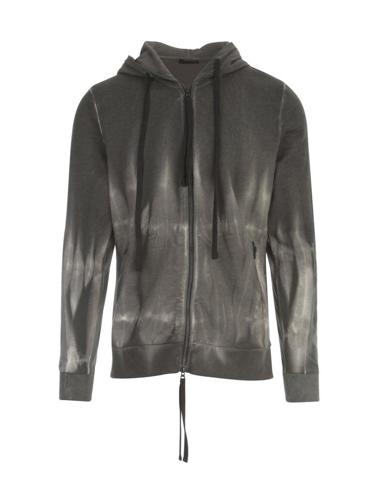 Thom Krom Thom Krom Tie-Dyed Zip-Up Drawstring Hoodie