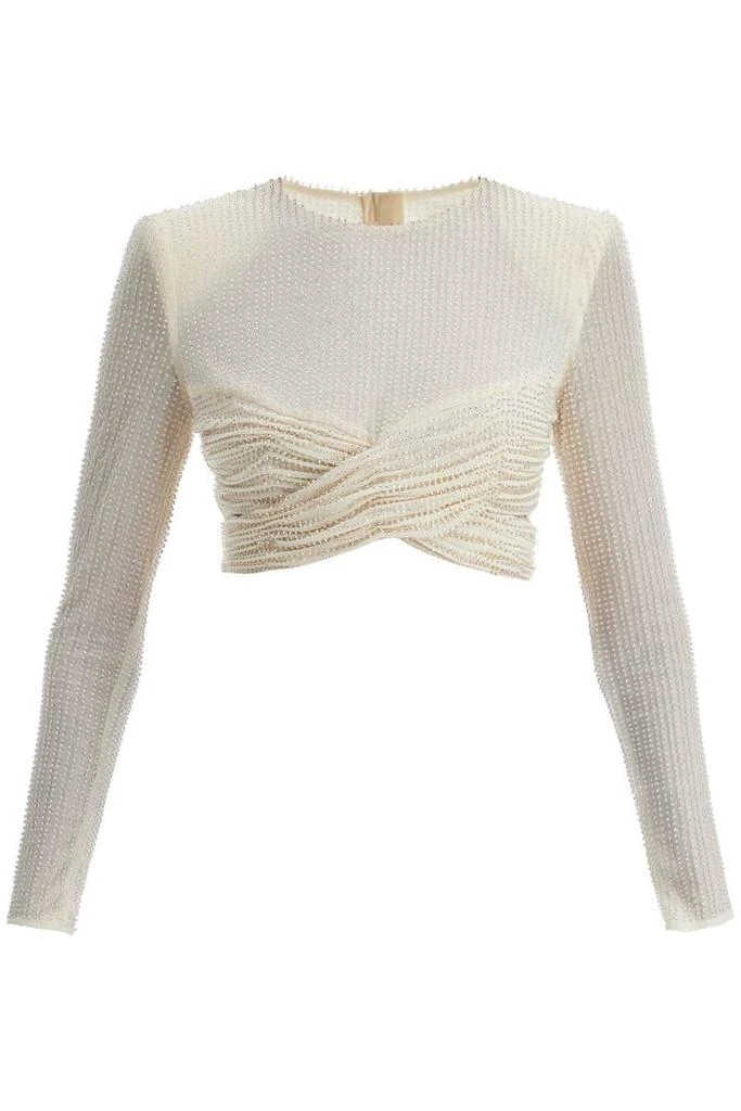 Self Portrait mesh crop top with beads embellishments. 1