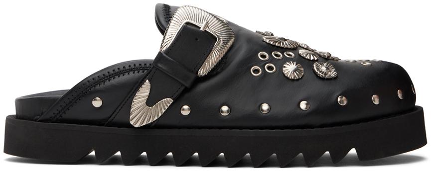 Black Eyelet Metal Sabot Loafers - IT 46 = IT 46