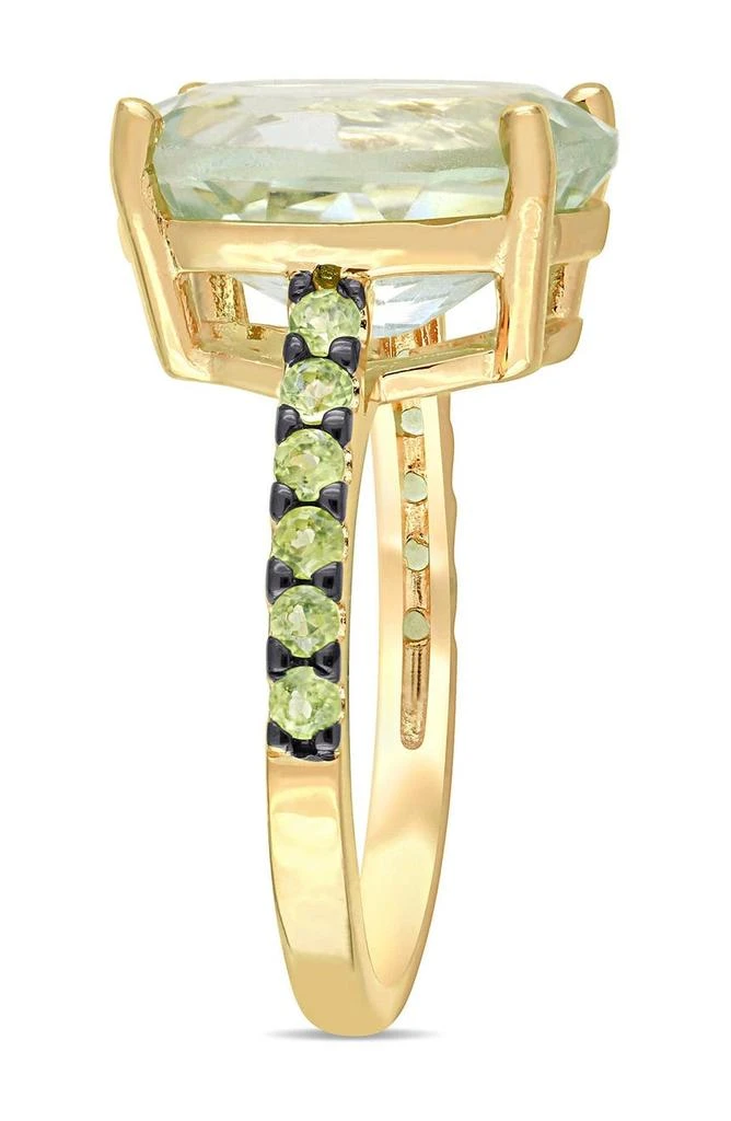 DELMAR Yellow Gold Plated Sterling Silver Green Prasiolite Pavé Peridot Ring 4