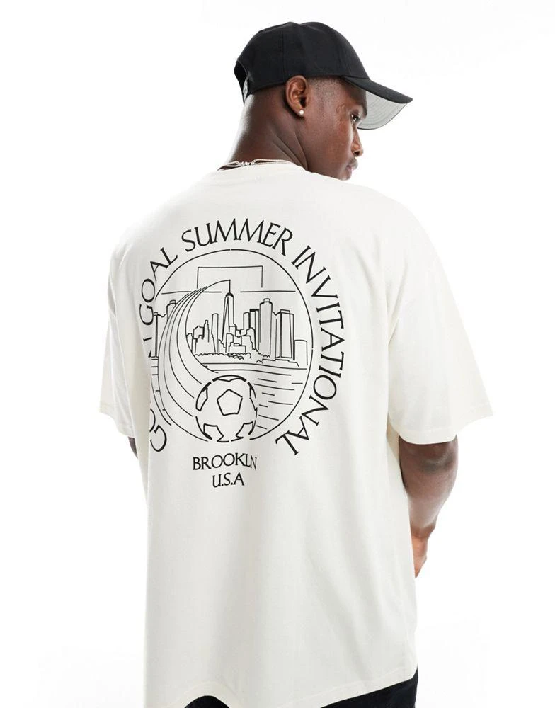 ASOS ASOS DESIGN oversized t-shirt with scenic back print in off white 1