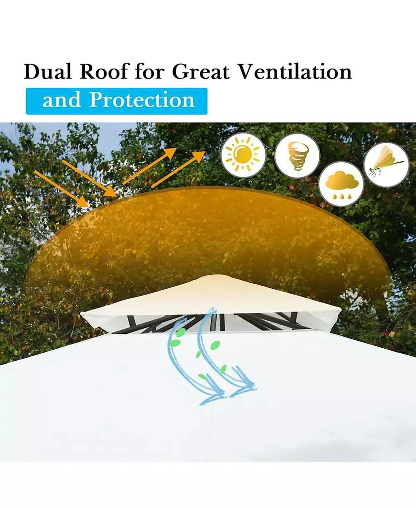 Costway 2 Tier 10'x10' Patio Gazebo Canopy Tent Steel Frame Shelter Awning W/Side Walls 6