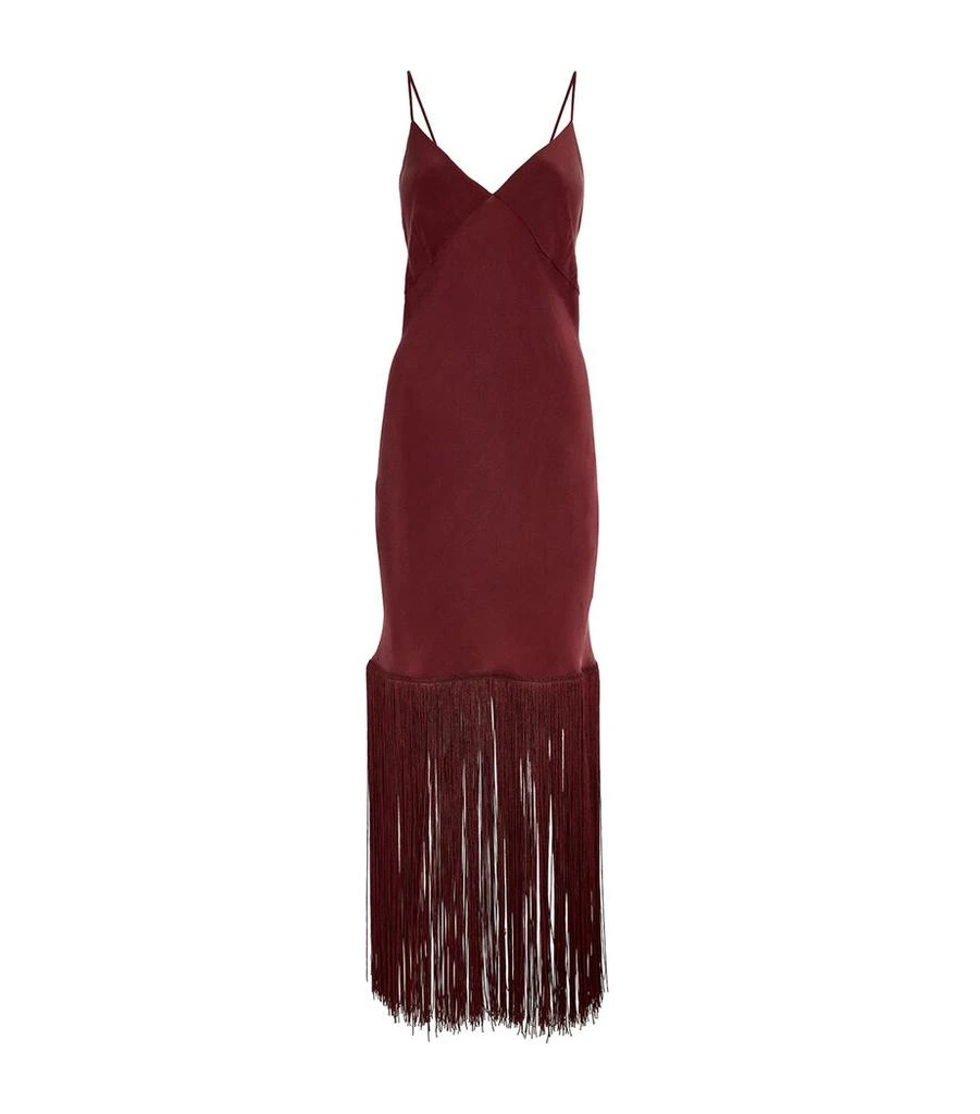 OLIVIA VON HALLE Silk Zoya Fringed Maxi Dress 1