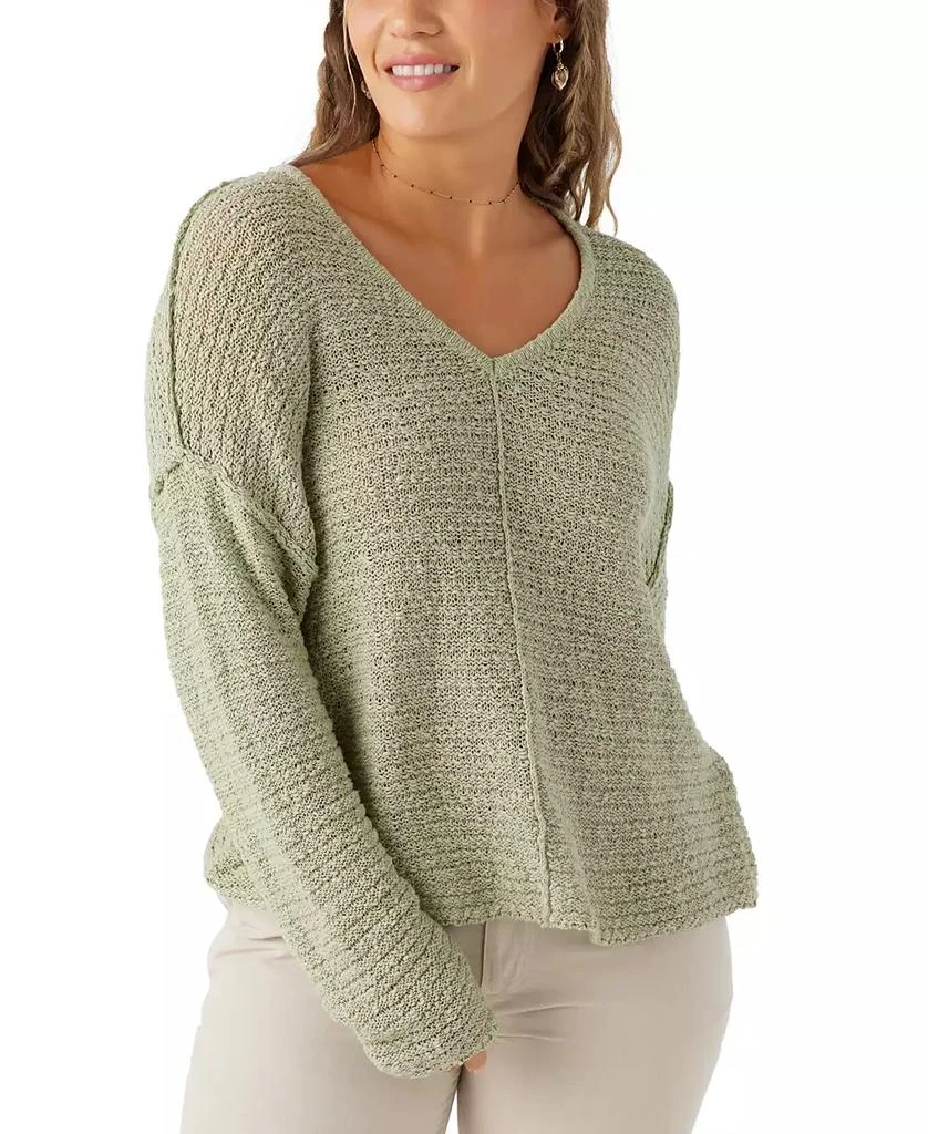O'Neill Juniors' Marina Cotton Exposed-Seam Dropped-Shoulder Sweater 1