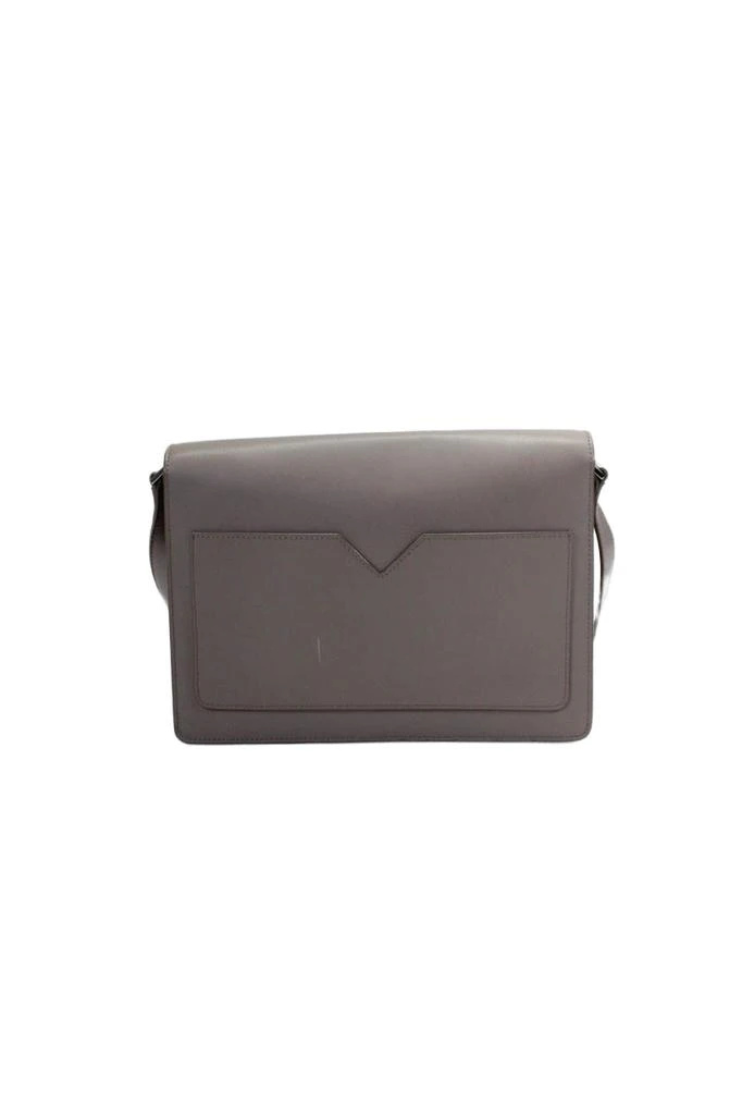 CUSHNIE Womens Leather Silver Tone Flap Crossbody Shoulder Handbag Beige 3