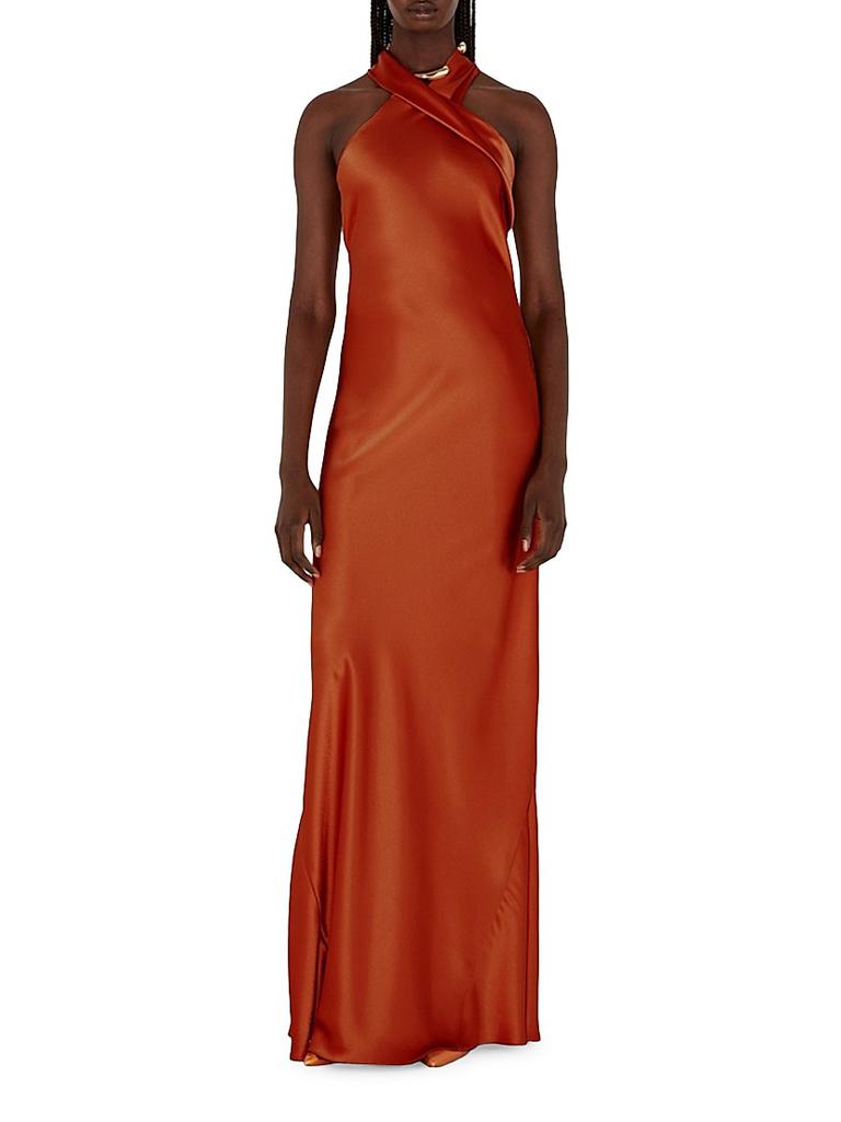 Galvan Pandora Halter Column Gown