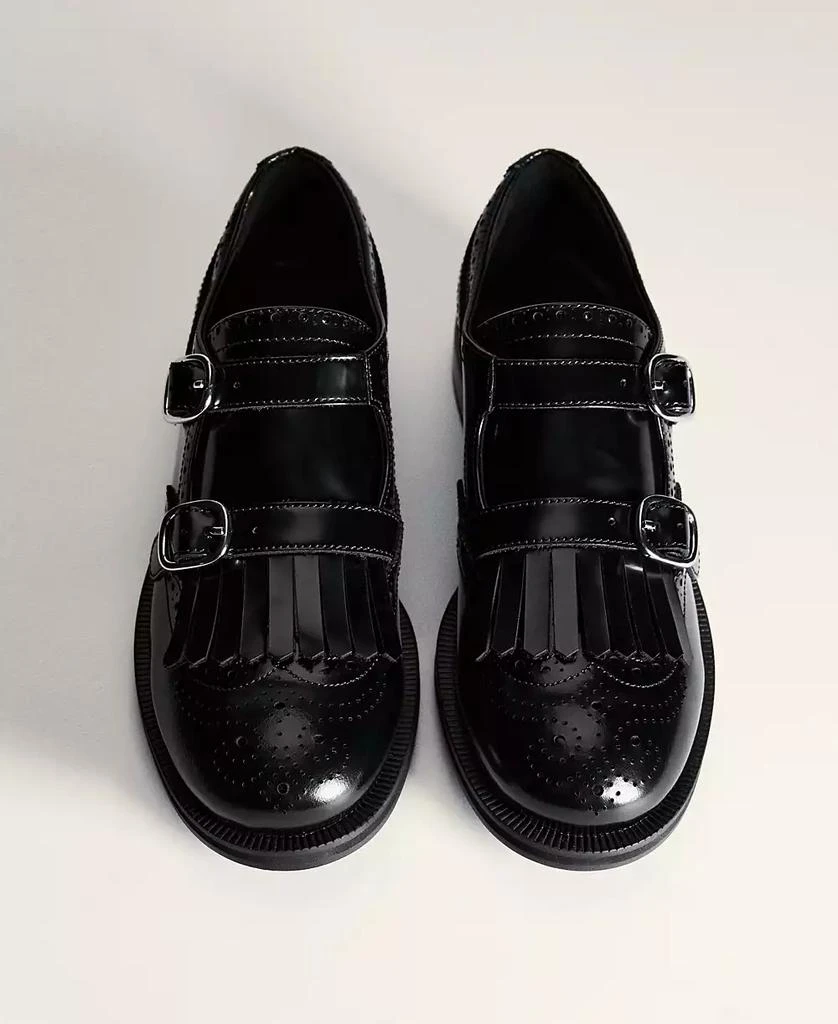 Mango Women's Metallic Detail Leather Loafers 2