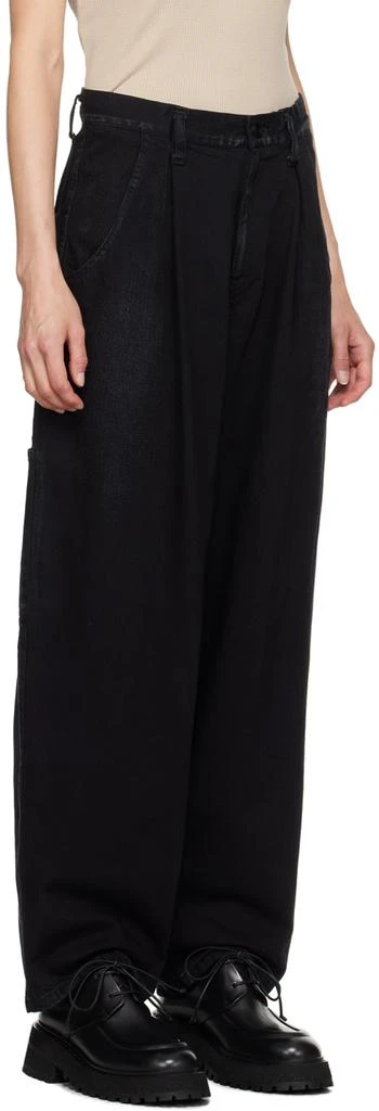 YOHJI YAMAMOTO Black Pleated Jeans 2