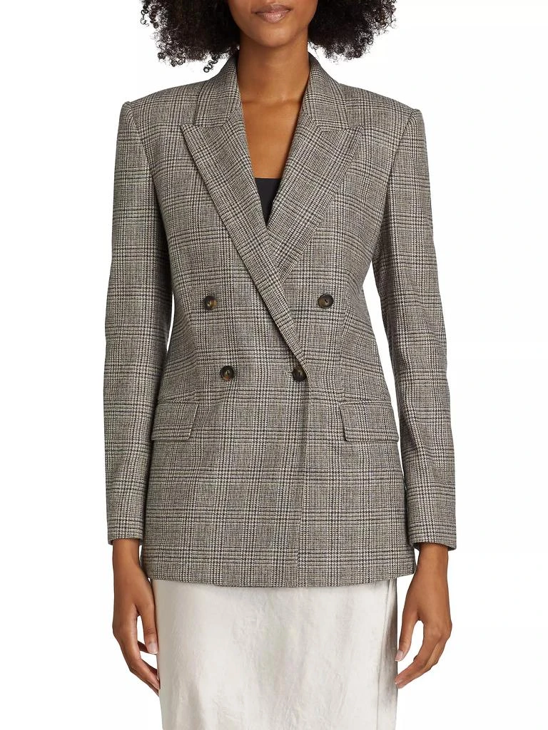 Vince Plaid Wool-Blend Double-Breasted Blazer 3