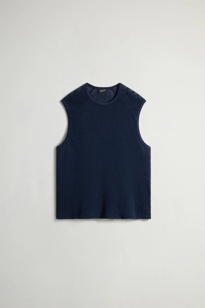 Woolrich Tank Top in Mesh-Textured Pure Cotton by Todd Snyder - Men - Blue 5