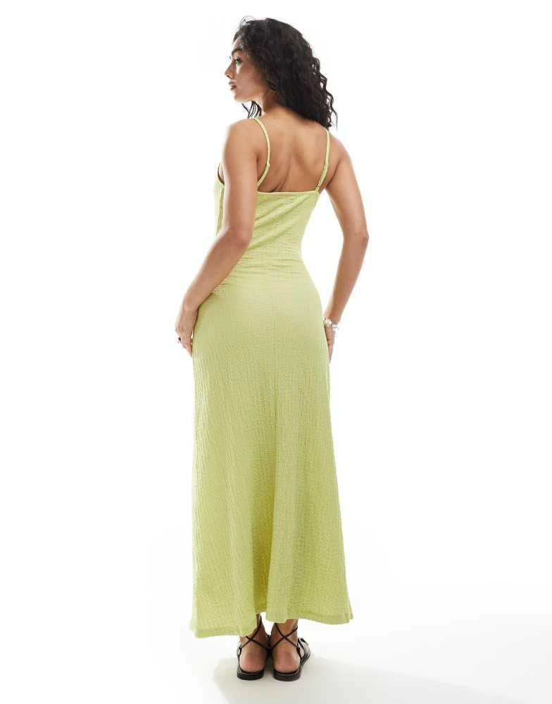 green crinkle dress Green Metallic Crinkled Mesh Draped Long Gown main image 1
