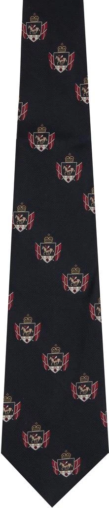 Junya Watanabe Black Silk Small Emblem Pattern Tie