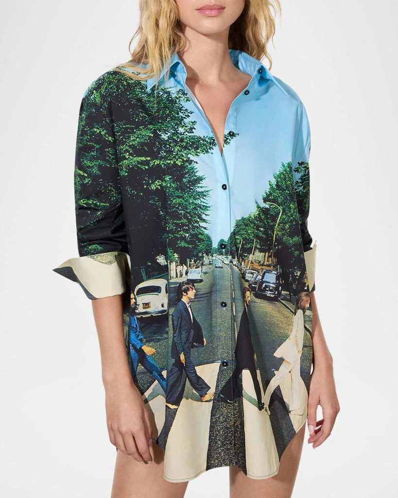 Alice + Olivia x The Beatles Finely Oversized Button-Front Shirt 4