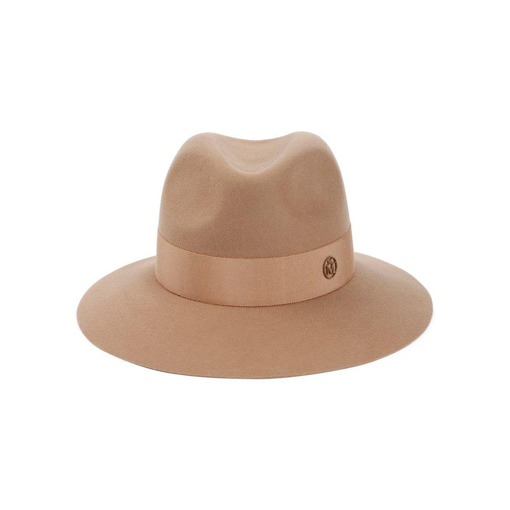 Shop Maison Michel Henrietta Logo Plaque Fedora Hat on Sale 