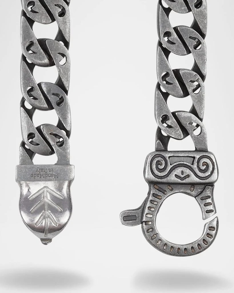 Marco Dal Maso Flaming Tongue Wide-Link Sterling Silver Necklace with Black Diamonds, 22" 3
