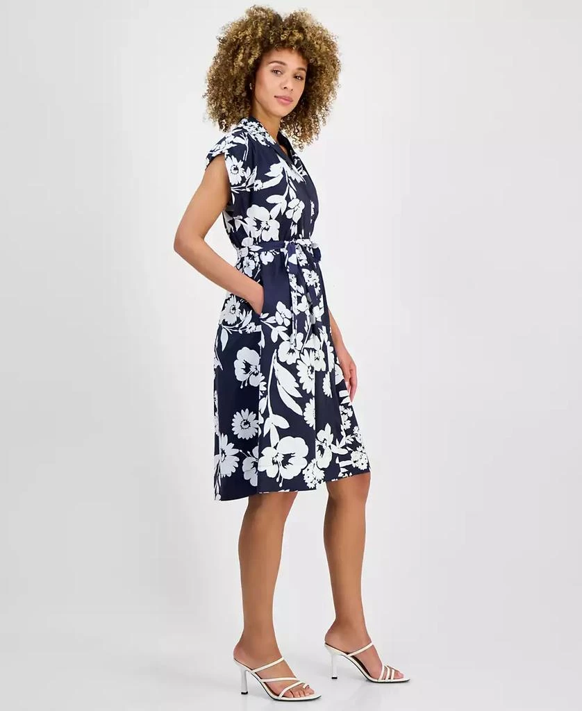 Sandra Darren Petite Cap-Sleeve Belted Shirtdress 3