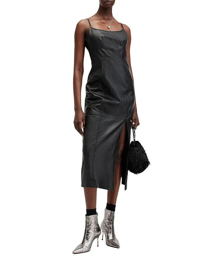 ALL SAINTS Norlene Leather Midi Dress 5