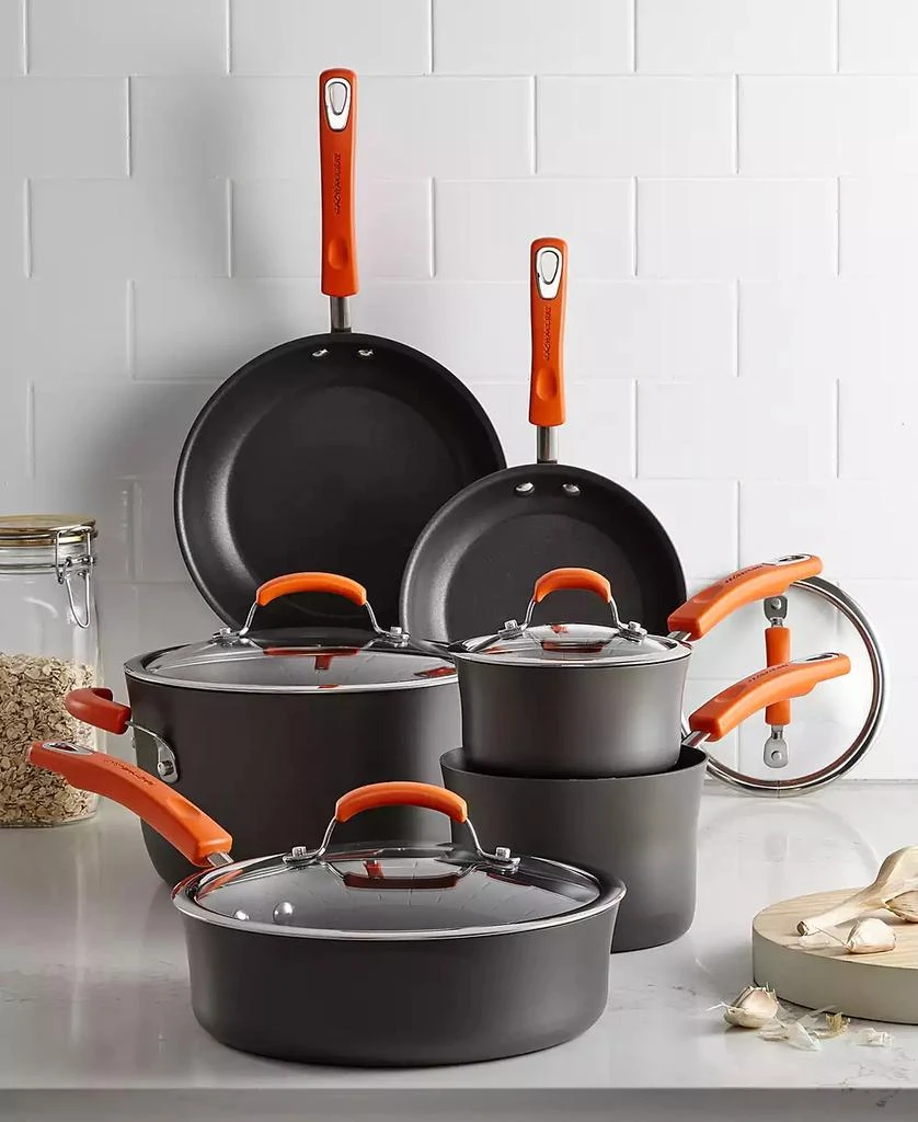 Rachael Ray Hard-Anodized 10 Piece Cookware Set, Orange 1
