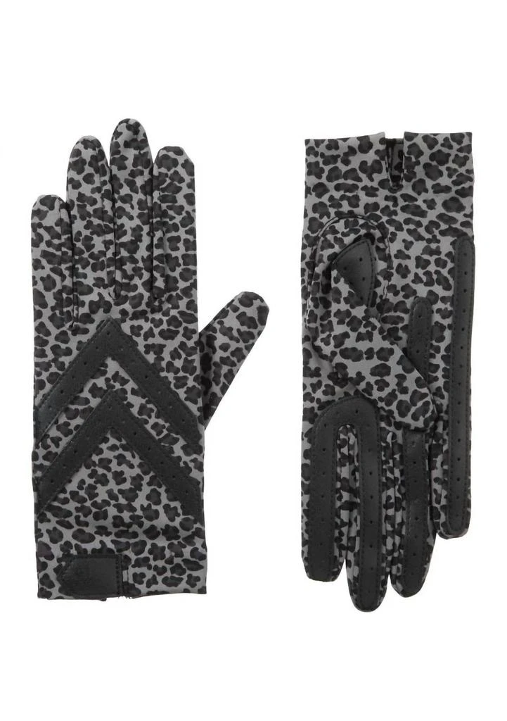 Isotoner Women's Smartdri Chevron Shortie Touchscreen Gloves In Grey Leopard 1
