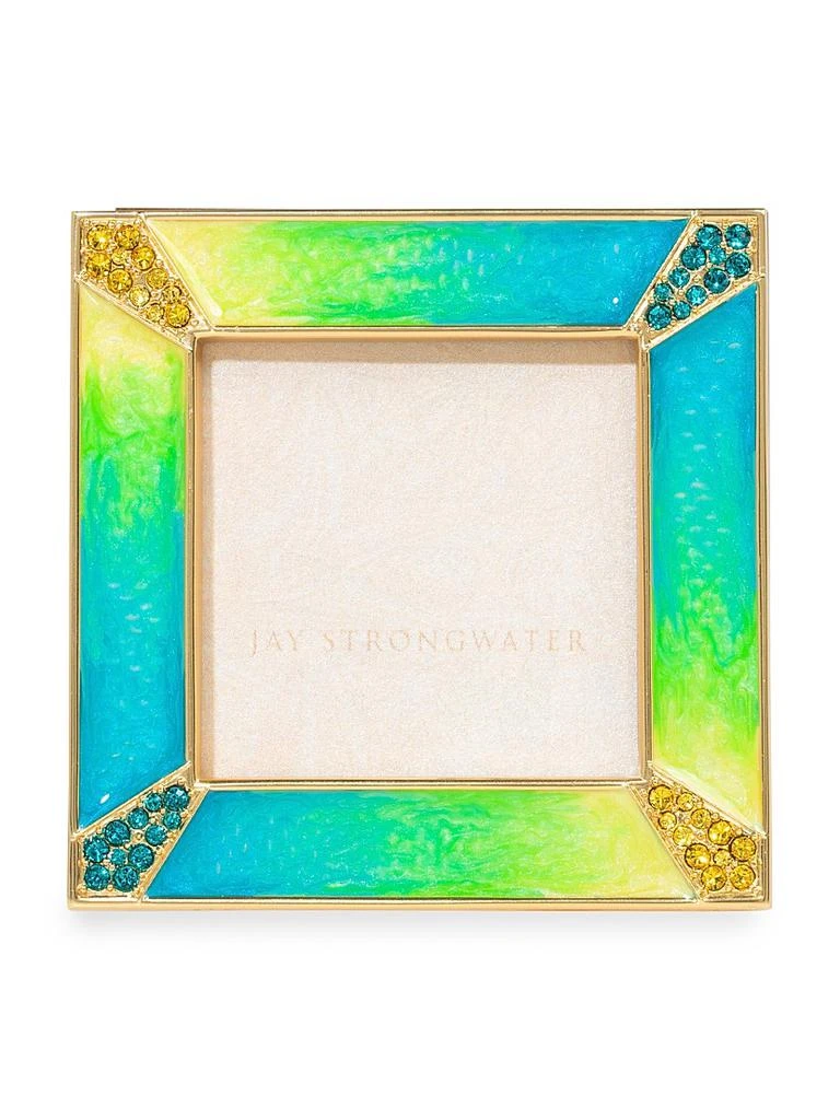 Jay Strongwater Leland 14K-Gold-Plated, Enamel & Glass Crystal 2" x 2" Square Frame 1