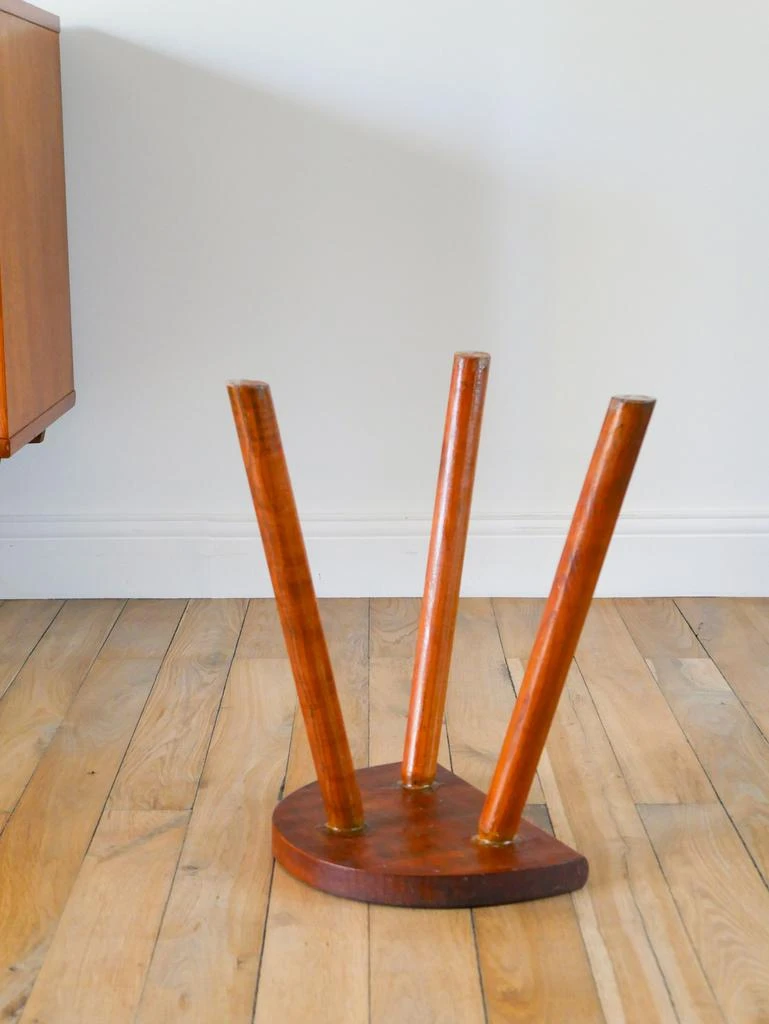 Mushroom Studio Tabouret Tripode Demi-Lune En Bois - Brutaliste - 1950 4