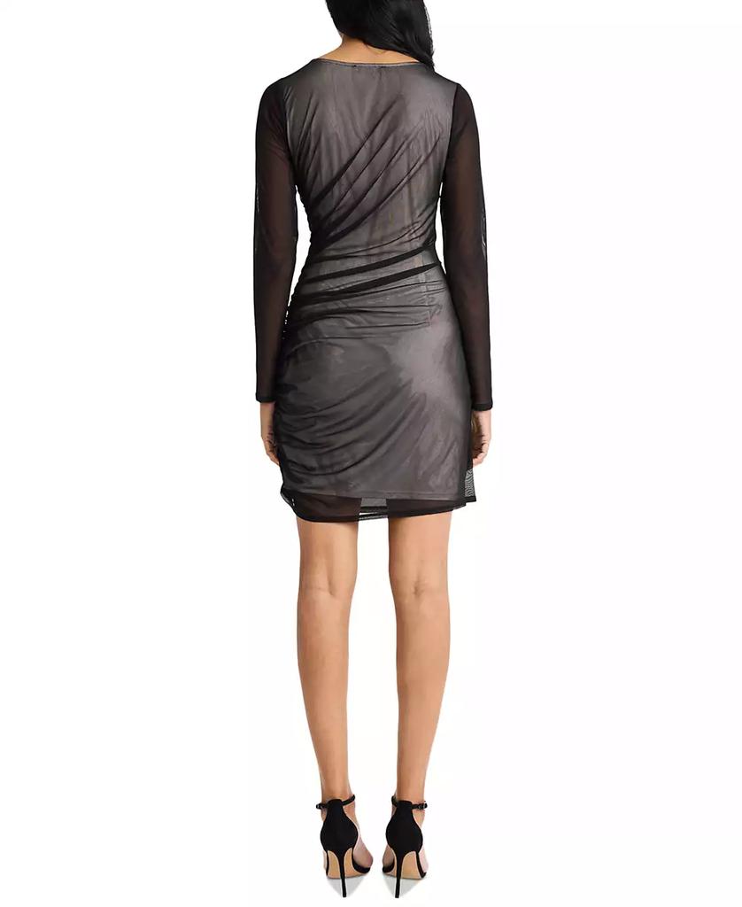 Donna Morgan Women's Mesh Illusion Long-Sleeve Dress