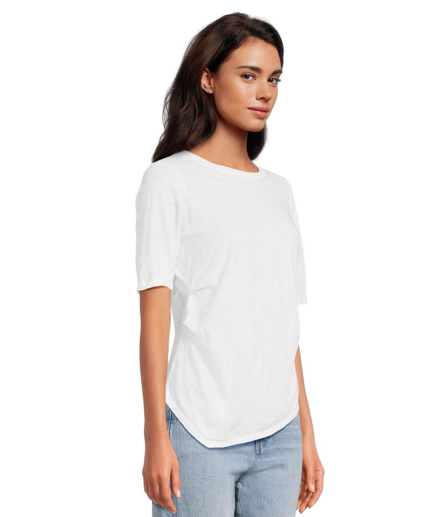 Mod-o-doc Half Sleeve Side Pleats Asymmetric Hem Top