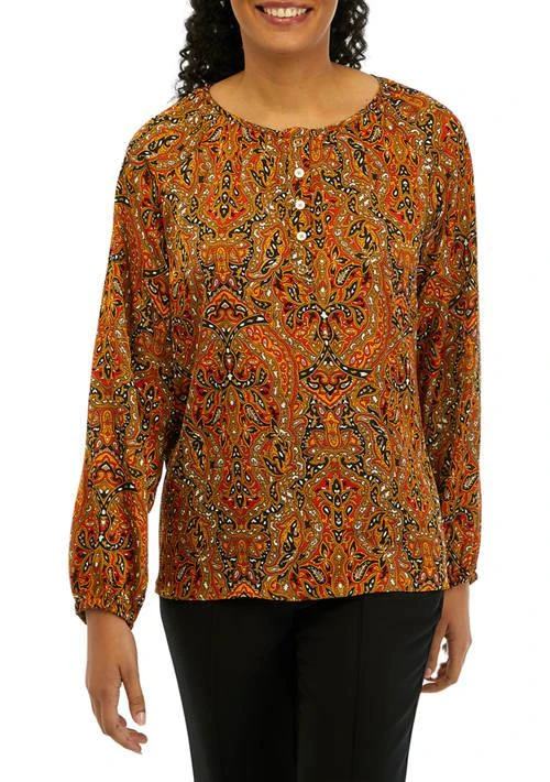 Michael Kors Michael Kors Womens Multi Paisley Peasant Top 1