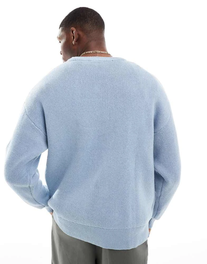 Only & Sons ONLY & SONS relaxed fit jumper with embroidery in light blue 4
