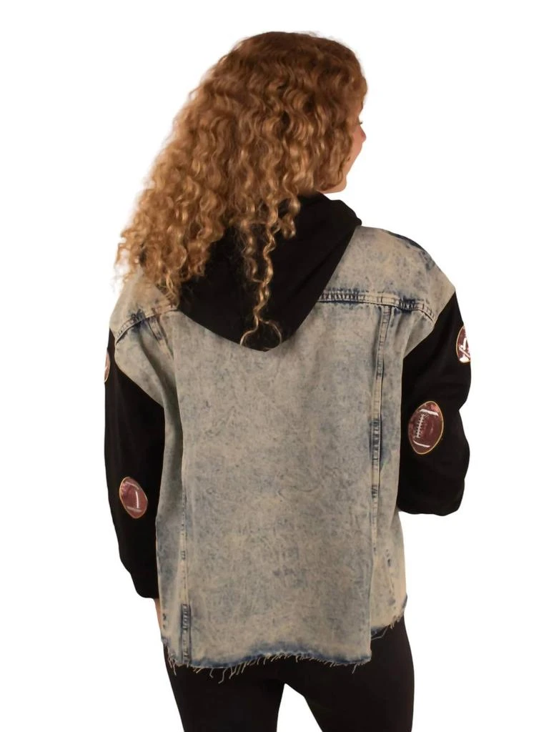 First Love Friday Night Lights Denim Jacket In Light Wash/black 5