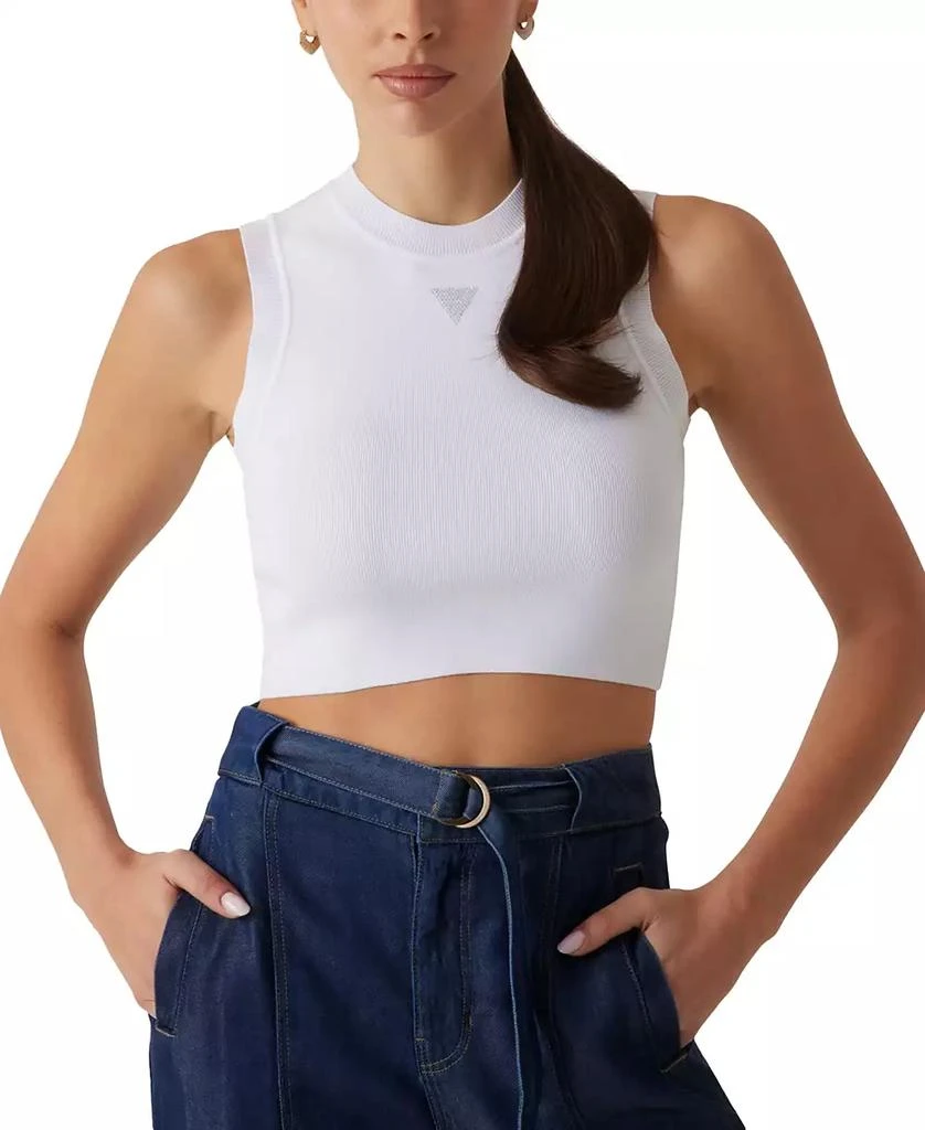 GUESS Women's Alexia Cropped Rhinestone-Embellished Top 2