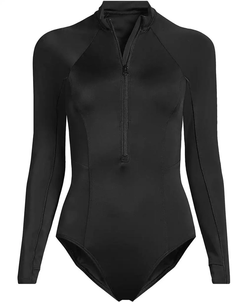 Lands
 End Women
s DD-Cup Tugless Long Sleeve Rash Guard One Piece Swimsuit 4