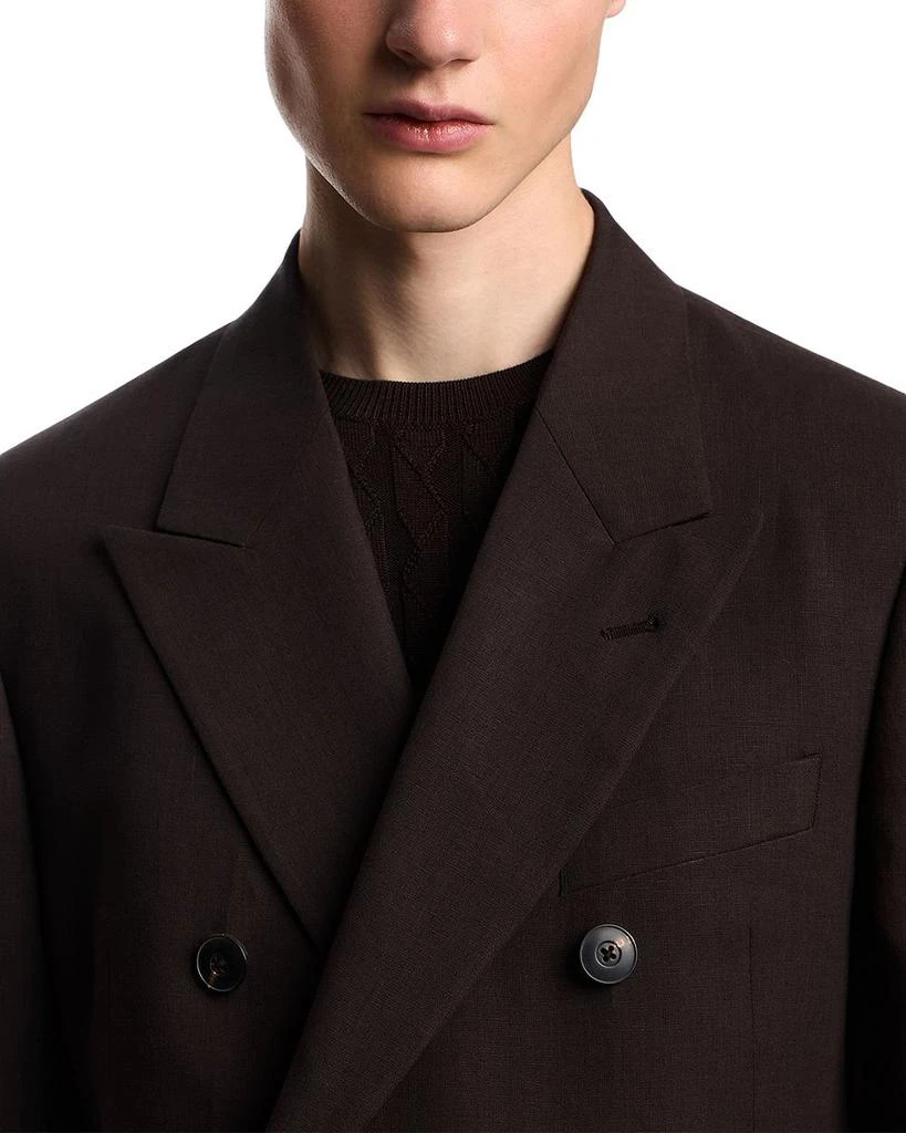 Emporio Armani Linen Double Breasted Peak Lapel Blazer 4